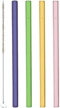Leonardo Glastrinkhalme CIAO 4 Stück Sortiert 15 Cm Farbig + Reinigungsbürste