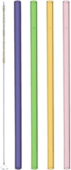 Leonardo Glastrinkhalme CIAO 4 Stück Sortiert 20 Cm Farbig + Reinigungsbürste