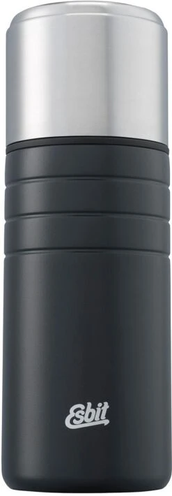Esbit MAJORIS Edelstahl Isolierflasche Mit Doppelwandigem Edelstahl-Becher, 0.5L, Schwarz